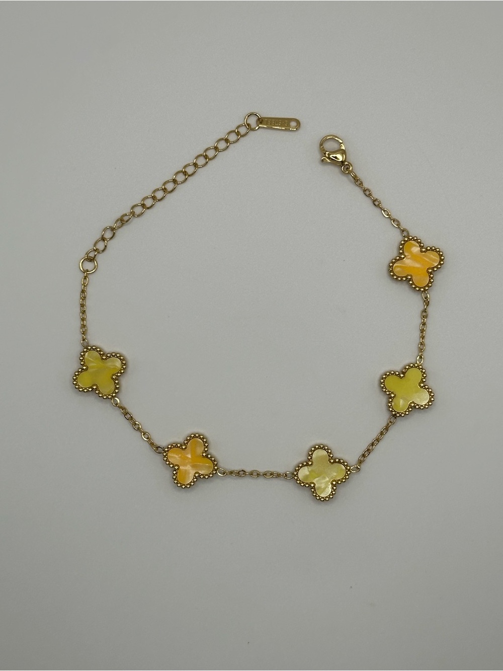 Gold-Tone Yellow Clover Link Bracelet